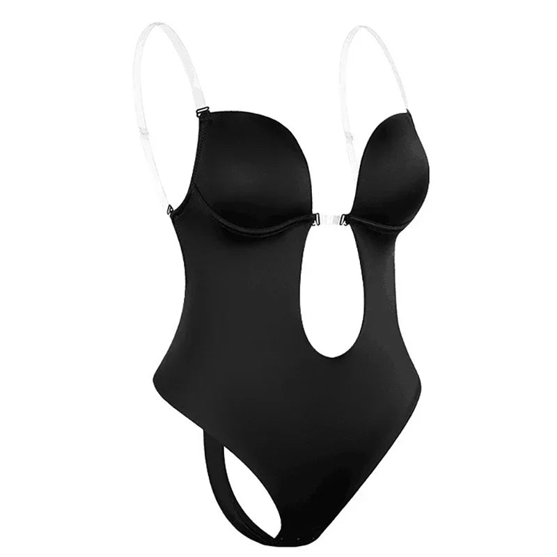 Seamless Backless Bodysuit for Confident CurvesBeigeM - curvzz
