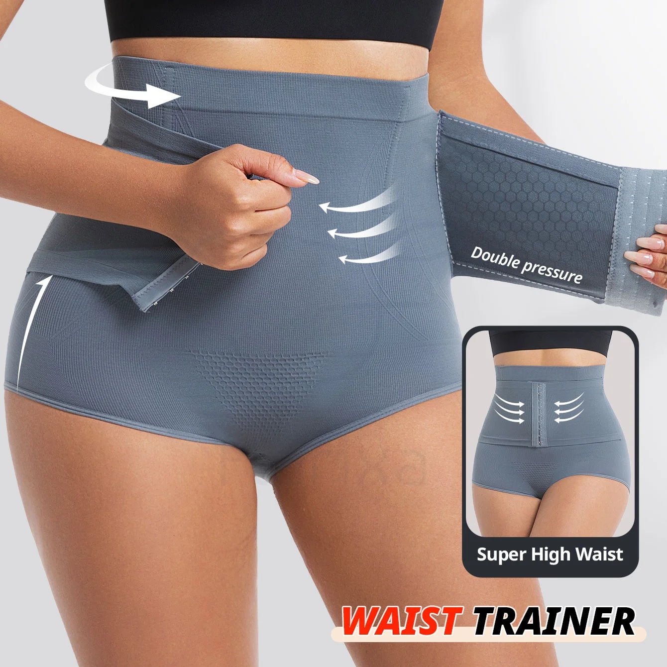 Seamless High Waist Sculpting Body Shaper BriefsGrayM - curvzz