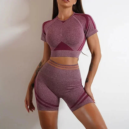 Curvzz SculptFit Seamless Yoga Set – High Waist Hip Lift Backless Long Sleeve