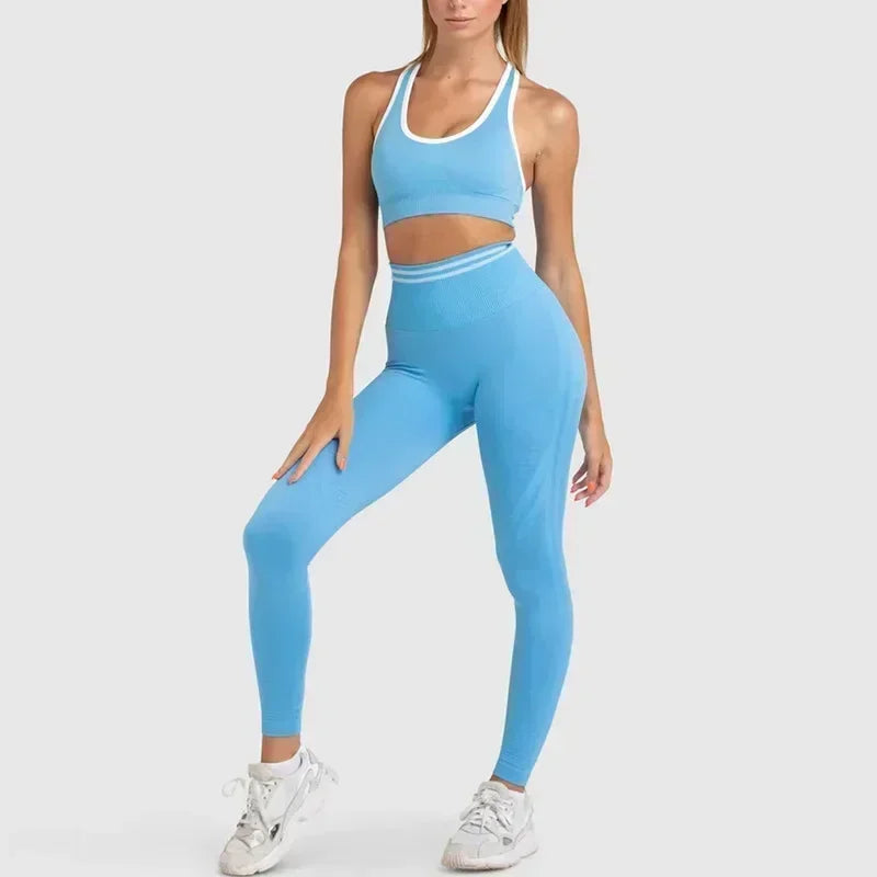 Curvzz SculptFit Seamless Yoga Set – High Waist Hip Lift Backless Long Sleeve