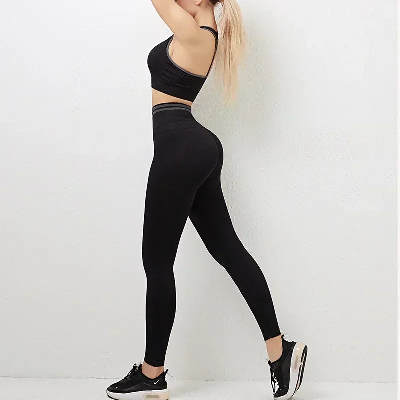 Curvzz SculptFit Seamless Yoga Set – High Waist Hip Lift Backless Long Sleeve