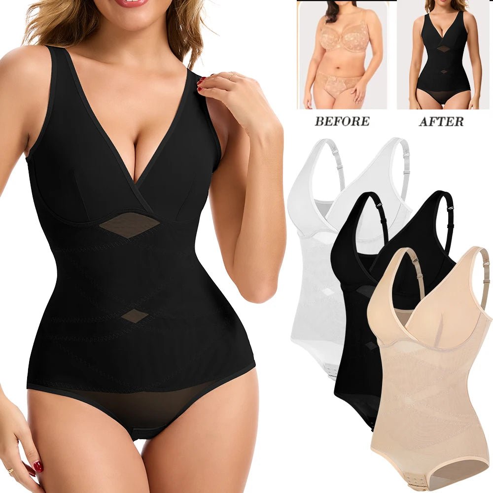Comfortable Tummy Control butt - lifting Shapewear BodysuitWhiteXL - curvzz