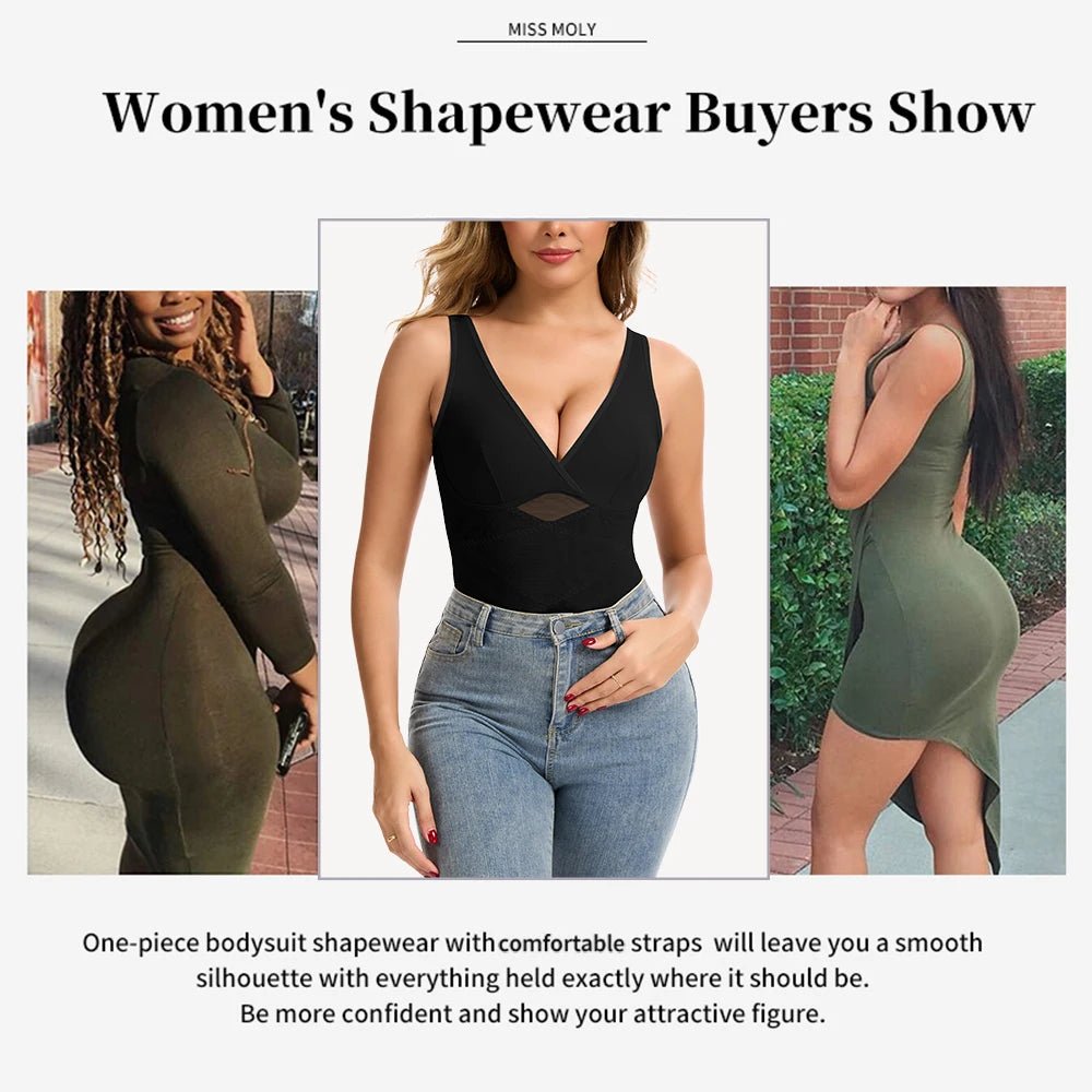Comfortable Tummy Control butt - lifting Shapewear BodysuitWhiteXL - curvzz