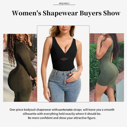 Comfortable Tummy Control butt - lifting Shapewear BodysuitWhiteXL - curvzz