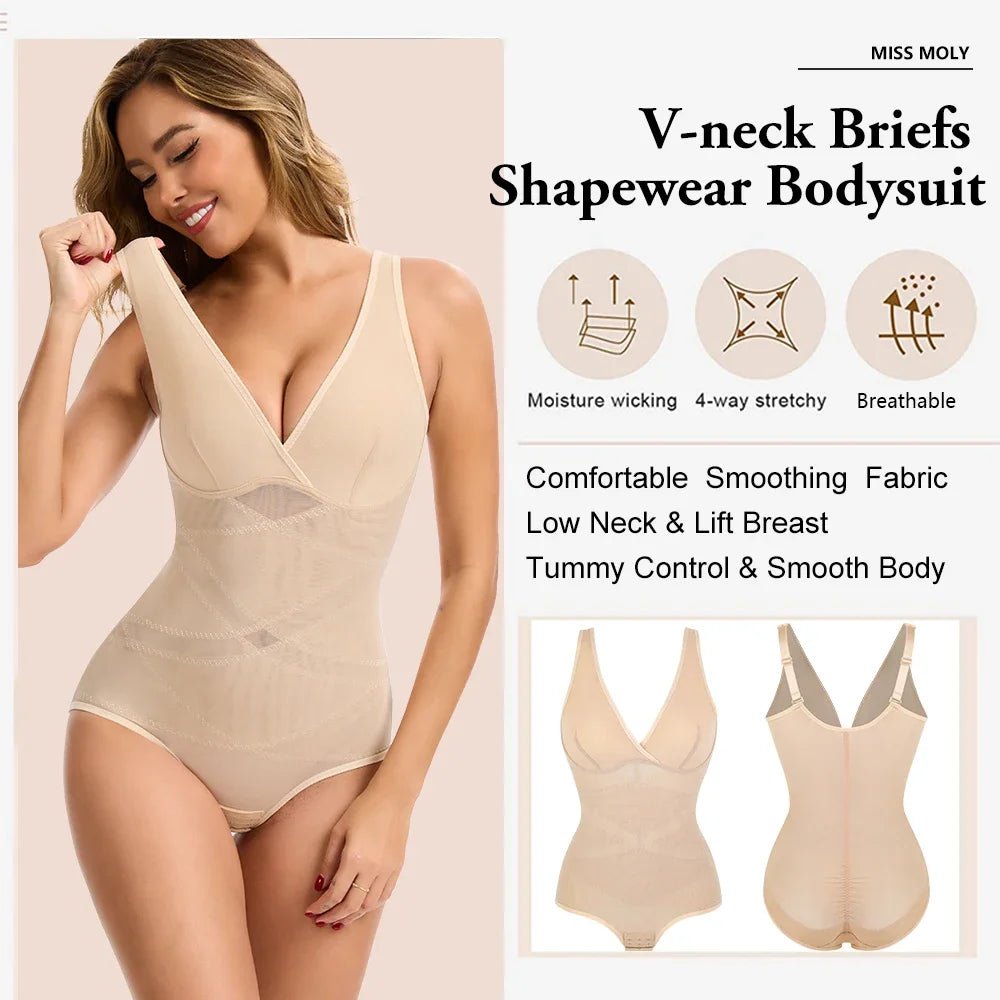 Comfortable Tummy Control butt - lifting Shapewear BodysuitWhiteXL - curvzz