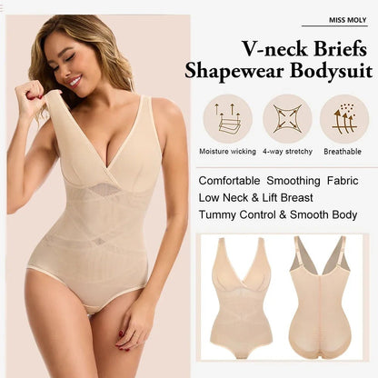 Comfortable Tummy Control butt - lifting Shapewear BodysuitWhiteXL - curvzz