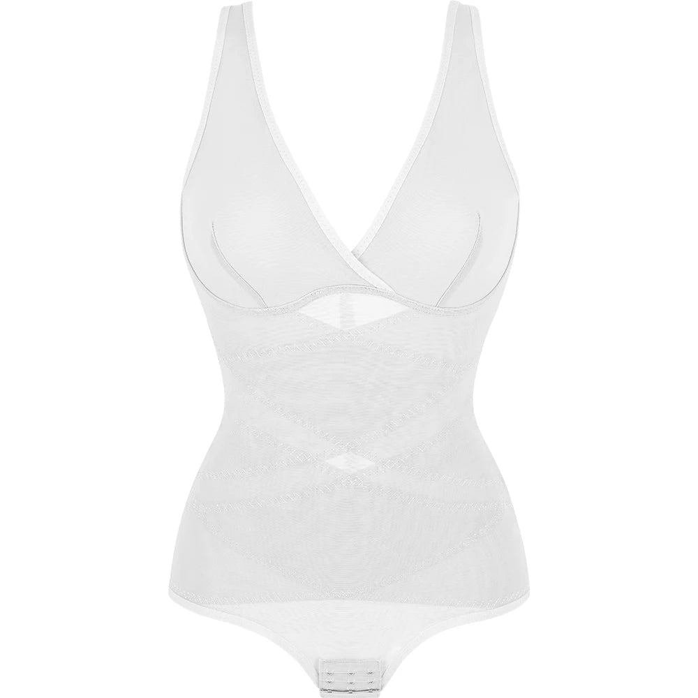 Comfortable Tummy Control butt - lifting Shapewear BodysuitWhiteXL - curvzz