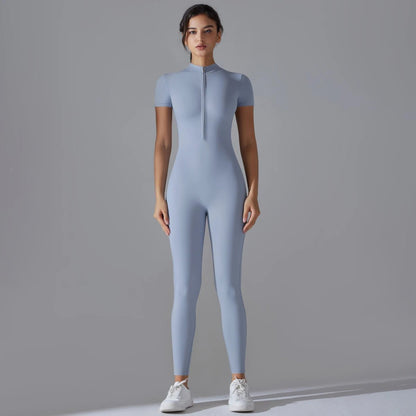 Comfortable Versatile Yoga Activewear JumpsuitLight BlueS - curvzz