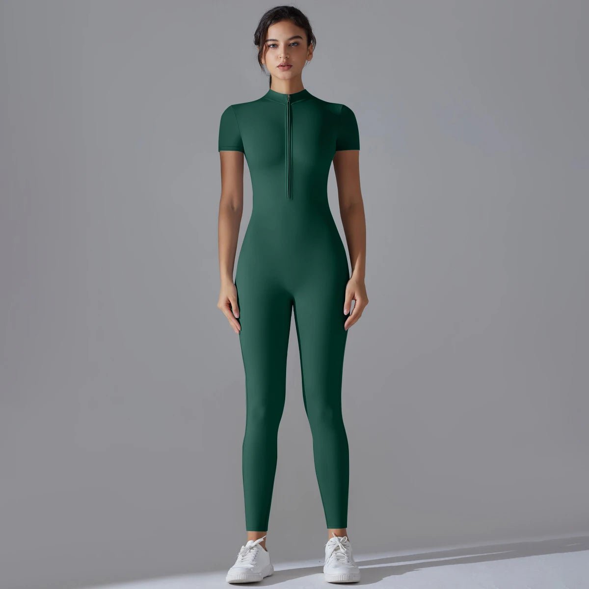 Comfortable Versatile Yoga Activewear JumpsuitDark greenS - curvzz
