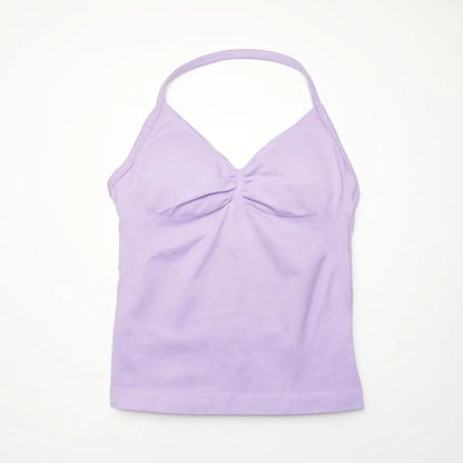 Curvzz Impact Longline Open Back Yoga Top – Strappy Support Lavender Purple XS（old） - curvzz