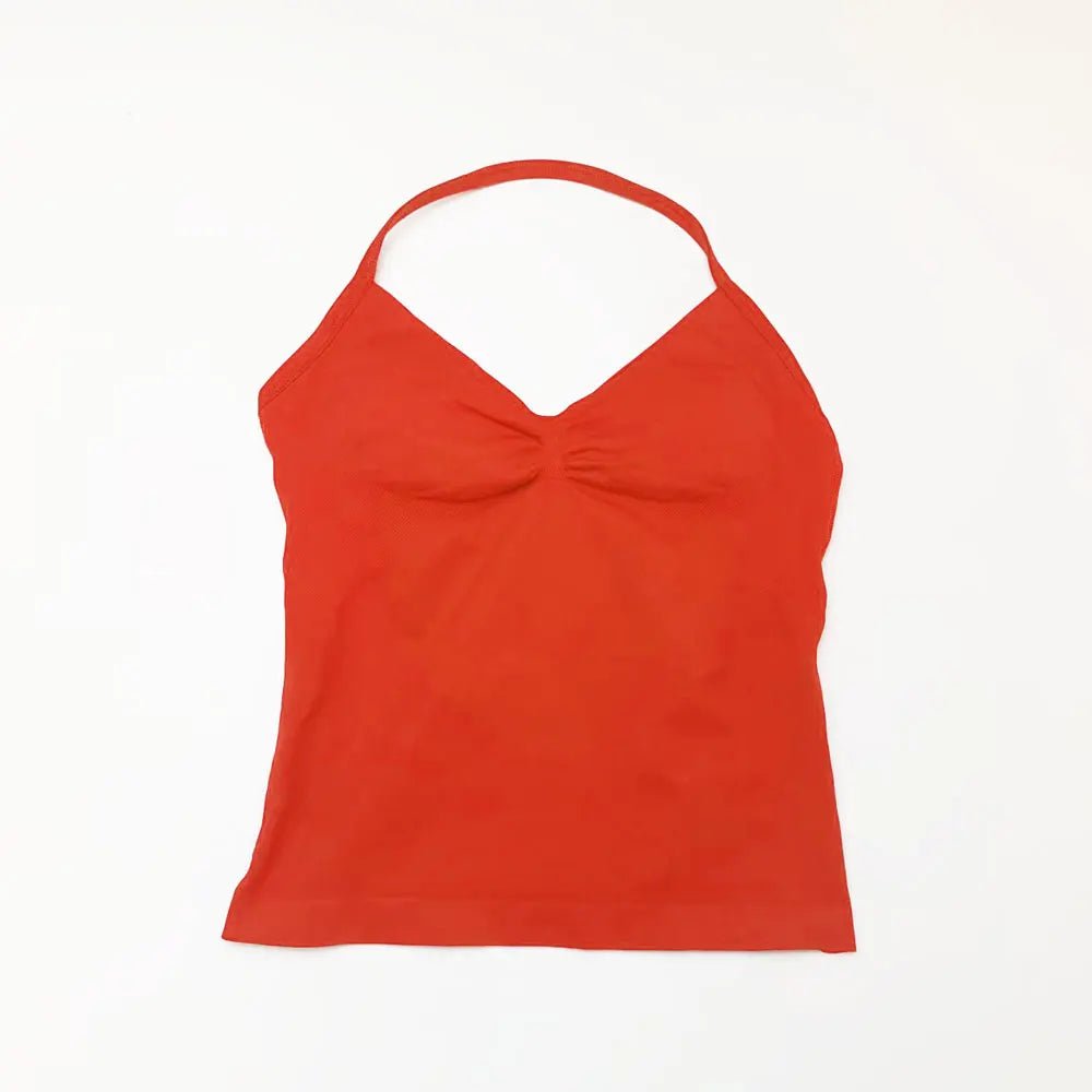 Curvzz Impact Longline Open Back Yoga Top – Strappy Support Chili Red XS（old） - curvzz