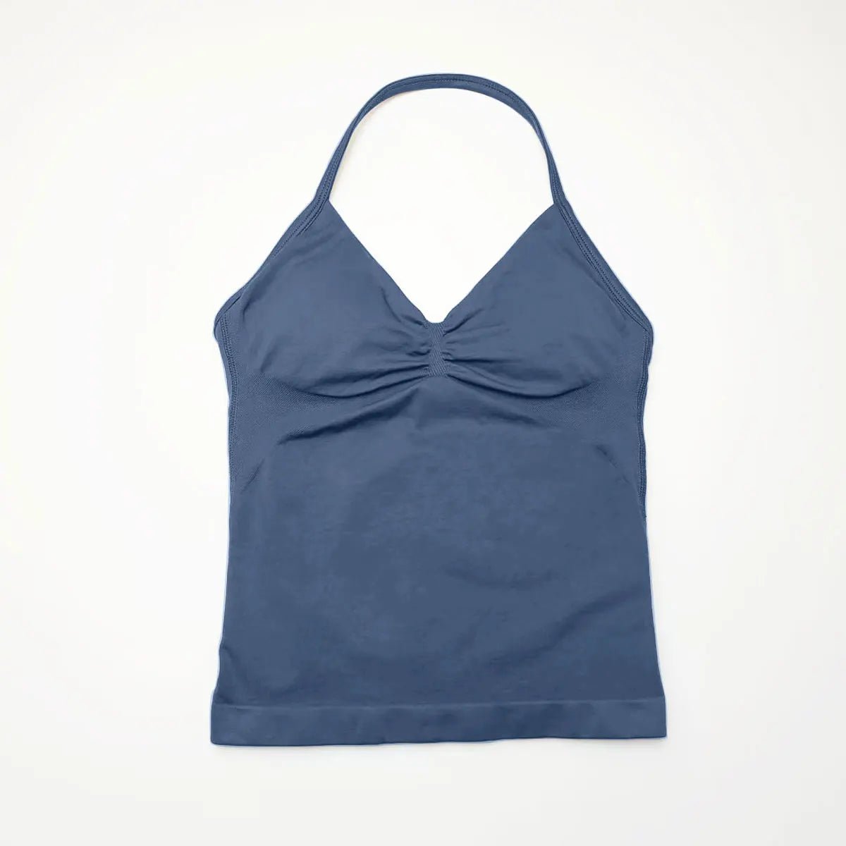 Curvzz Impact Longline Open Back Yoga Top – Strappy Support Blue Gray XS（old） - curvzz