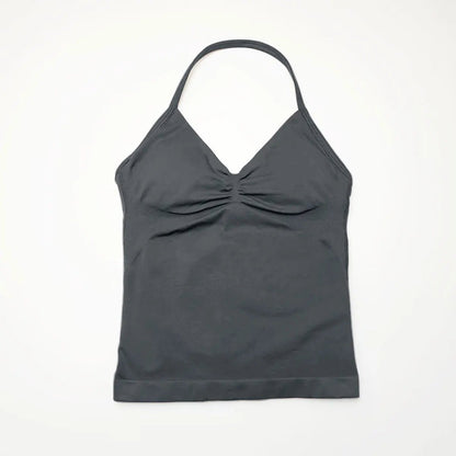 Curvzz Impact Longline Open Back Yoga Top – Strappy Support Dark Grey XS（old） - curvzz