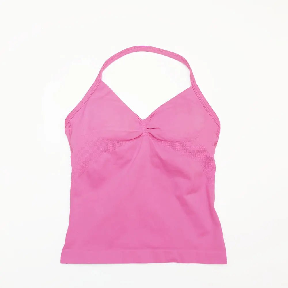 Curvzz Impact Longline Open Back Yoga Top – Strappy Support Bloom Pink XS（old） - curvzz