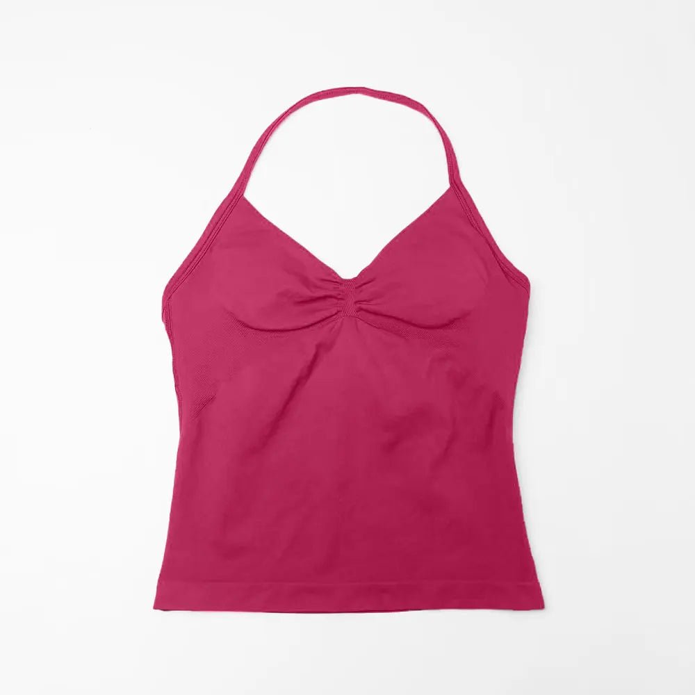 Curvzz Impact Longline Open Back Yoga Top – Strappy Support Bloom Pink XS（old） - curvzz