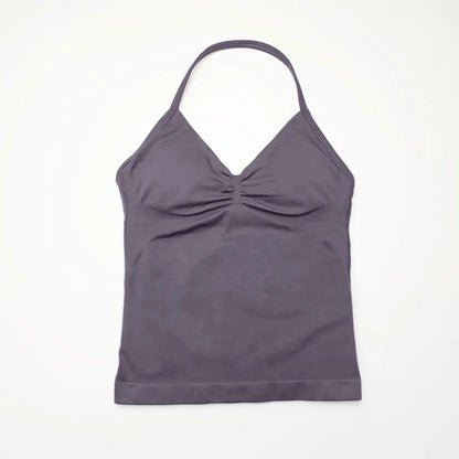 Curvzz Impact Longline Open Back Yoga Top – Strappy Support Mushroom Grey XS（old） - curvzz