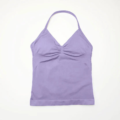 Curvzz Impact Longline Open Back Yoga Top – Strappy Support Light Purple XS（old） - curvzz
