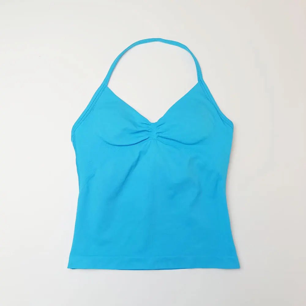 Curvzz Impact Longline Open Back Yoga Top – Strappy Support Glacier Blue XS（old） - curvzz