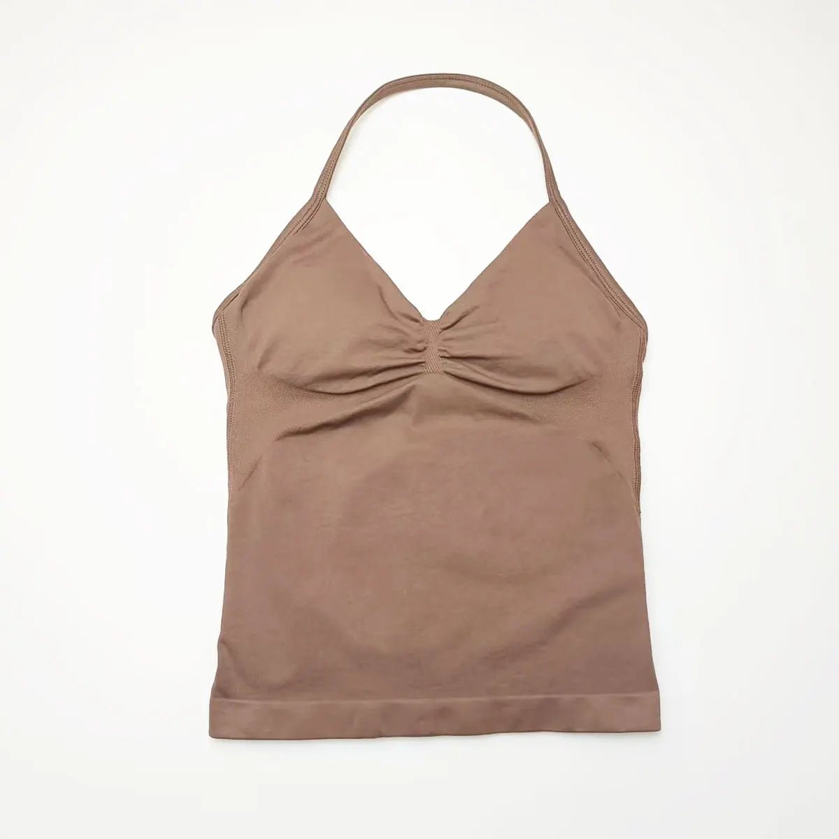 Curvzz Impact Longline Open Back Yoga Top – Strappy Support Coffee XS（old） - curvzz