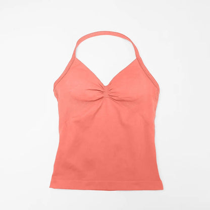 Curvzz Impact Longline Open Back Yoga Top – Strappy Support Coral Pink XS（old） - curvzz