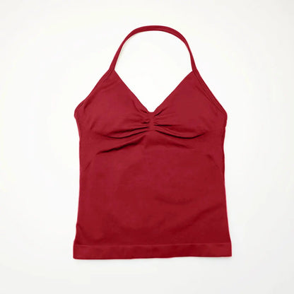 Curvzz Impact Longline Open Back Yoga Top – Strappy Support Wine Red XS（old） - curvzz
