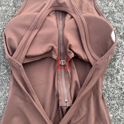 Curvzz SculptFit Scrunch Back Yoga Jumpsuit – Zipper Waist Compression Shorts Black S - curvzz