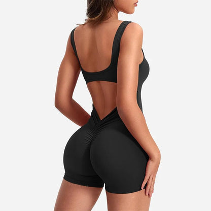 Curvzz SculptFit Seamless Yoga Jumpsuit – Tummy Control, Stretch Compression Black S - curvzz