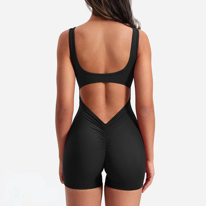 Curvzz SculptFit Seamless Yoga Jumpsuit – Tummy Control, Stretch Compression Black S - curvzz