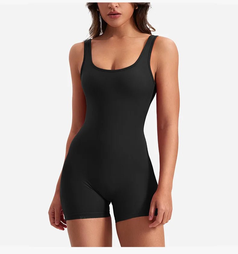 Curvzz SculptFit Seamless Yoga Jumpsuit – Tummy Control, Stretch Compression Black S - curvzz