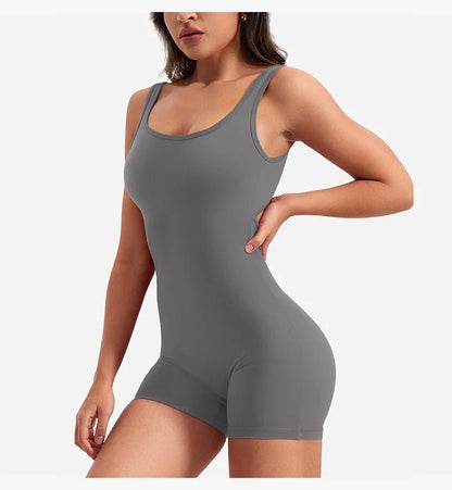 Curvzz SculptFit Seamless Yoga Jumpsuit – Tummy Control, Stretch Compression Black S - curvzz