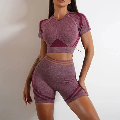 Curvzz SculptFit Seamless Yoga Set – High Waist Hip Lift Backless Long Sleeve Dark Gray Shorts Set S - curvzz