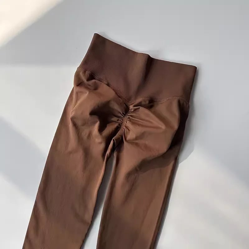 Curvzz SculptFlex High Waist Leggings – Seamless Push - Up Hip Lift Cocoa S - curvzz