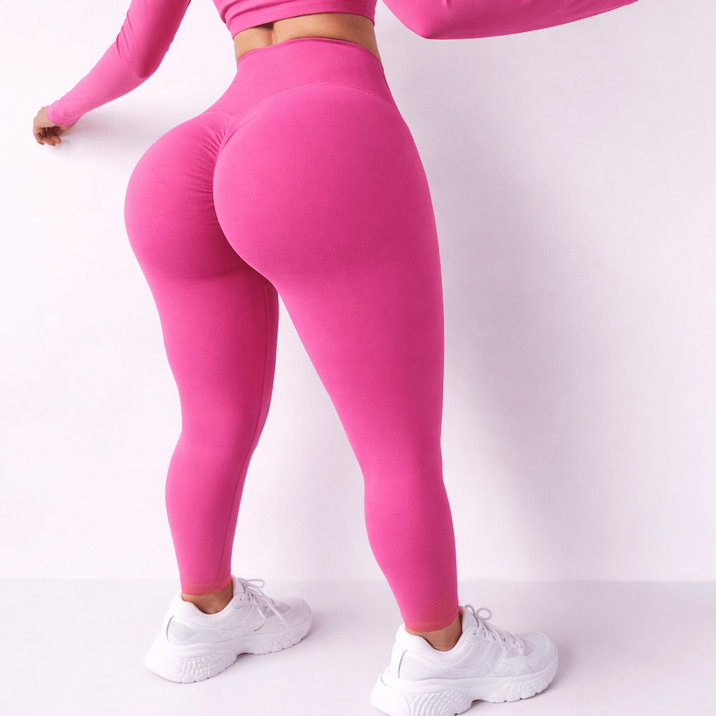 Curvzz SculptFlex High Waist Leggings – Seamless Push - Up Hip Lift Rose Red S - curvzz