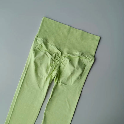 Curvzz SculptFlex High Waist Leggings – Seamless Push - Up Hip Lift Light Green S - curvzz