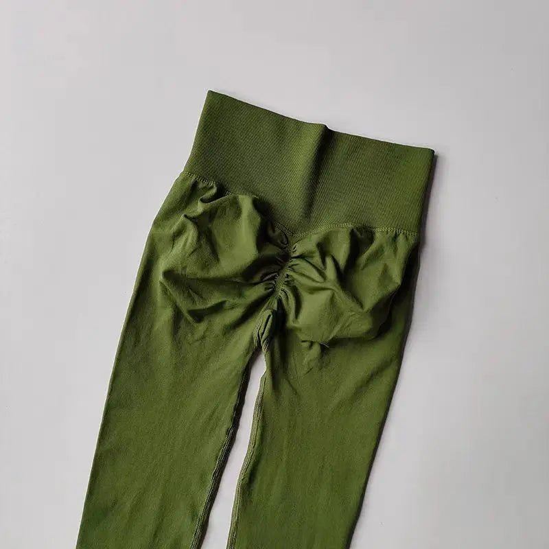 Curvzz SculptFlex High Waist Leggings – Seamless Push - Up Hip Lift Olive Green S - curvzz