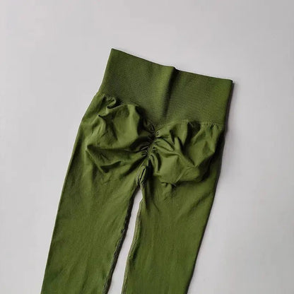 Curvzz SculptFlex High Waist Leggings – Seamless Push - Up Hip Lift Olive Green S - curvzz