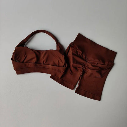 Curvzz SculptLift Halter Back Yoga Set – High - Waist Peach Lift BanLi S - curvzz