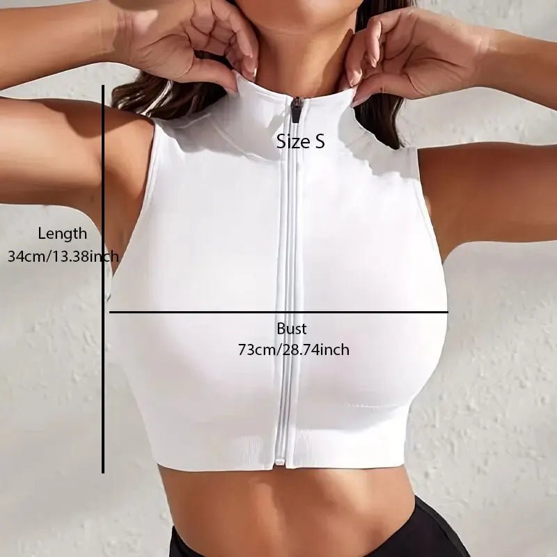 Curvzz SculptZip Breathable Yoga Vest Top – Front Zipper, Body - Hugging Fit White S - curvzz