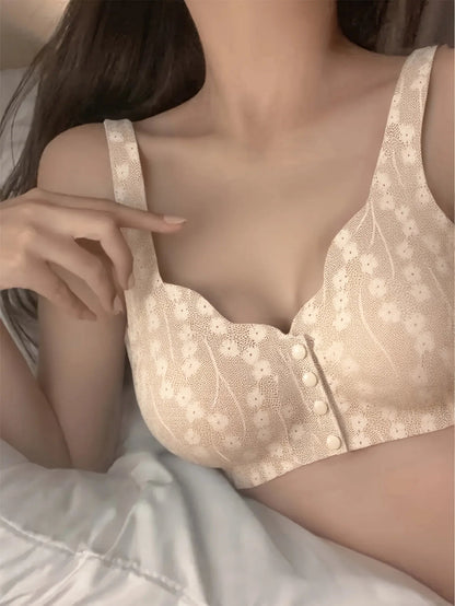 Elegant Ease Front Button Closure BraBeigeS - curvzz