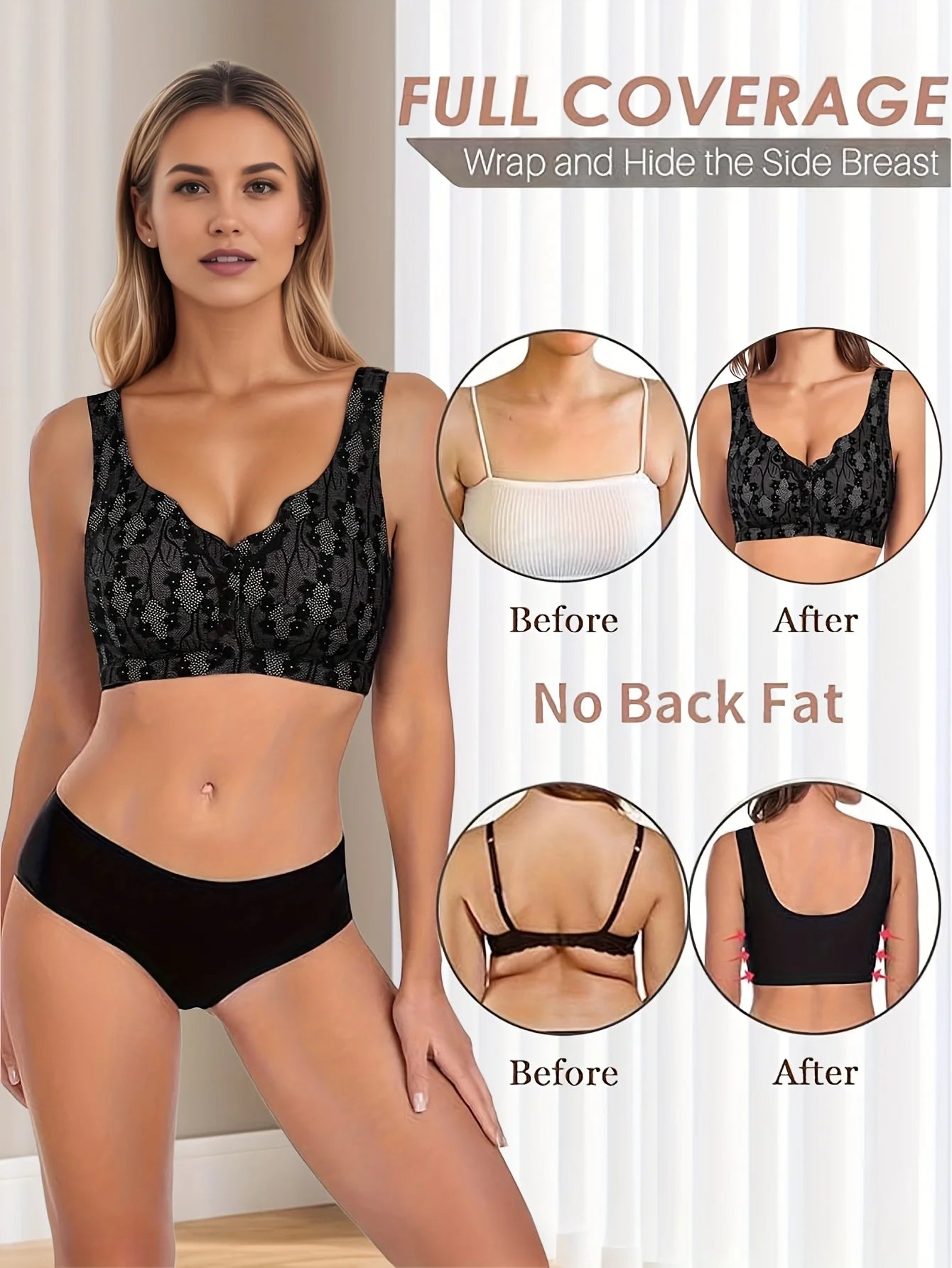 Elegant Ease Front Button Closure BraBeigeS - curvzz