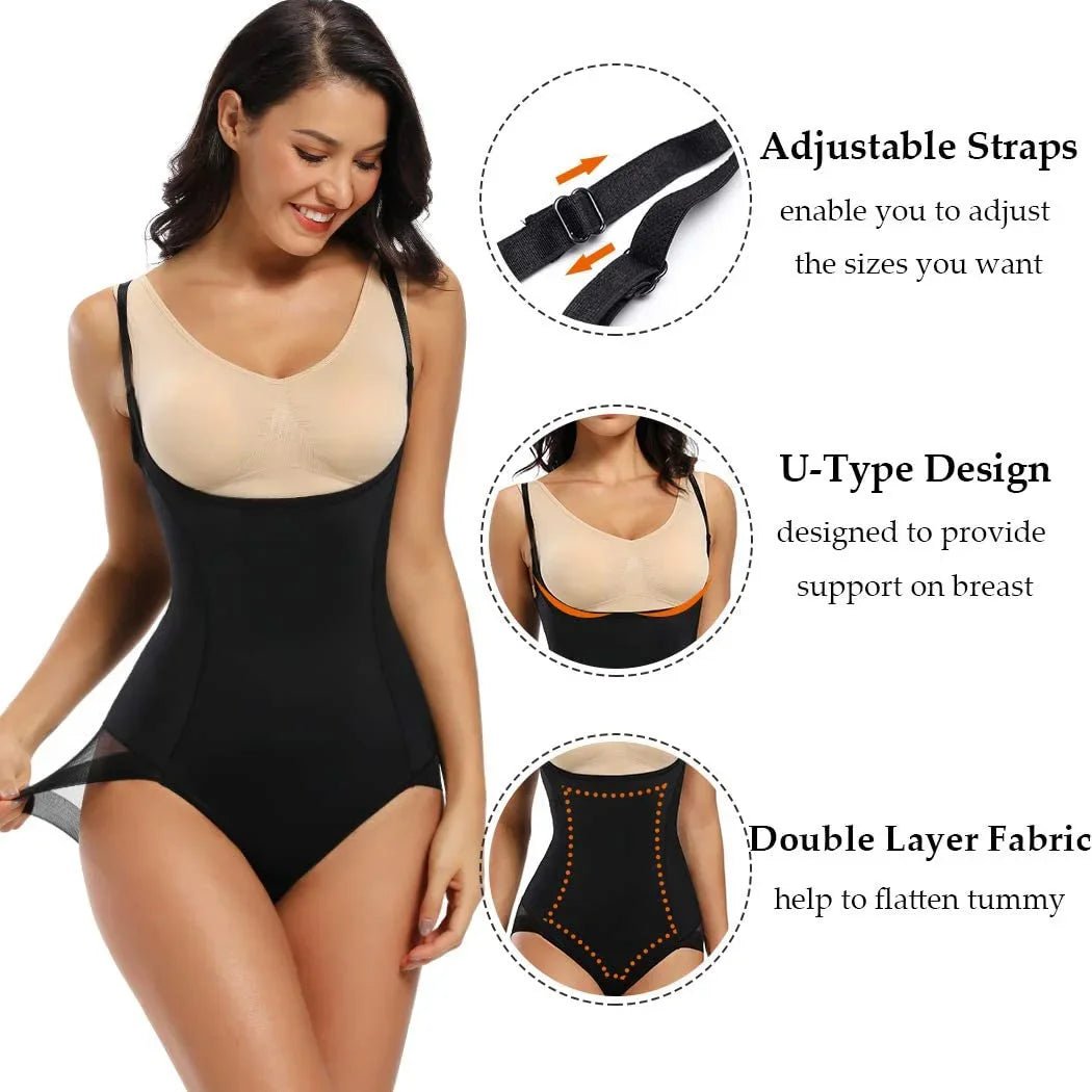 Elegant Hourglass Shaping Bodysuit for CurvesBeigeM - curvzz