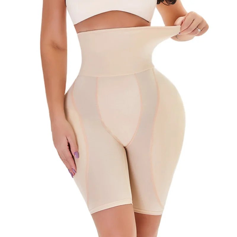 High - Waist Sculpting Shorts Enhancing Curves EffortlesslyBeigeS - curvzz