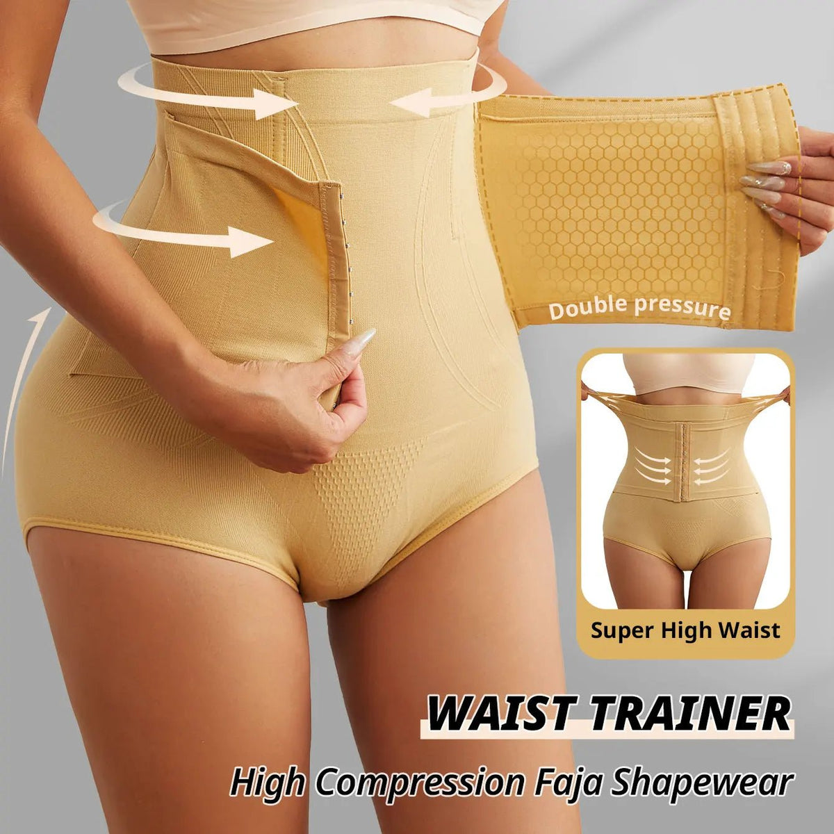 Seamless High Waist Sculpting Body Shaper BriefsBeigeM - curvzz