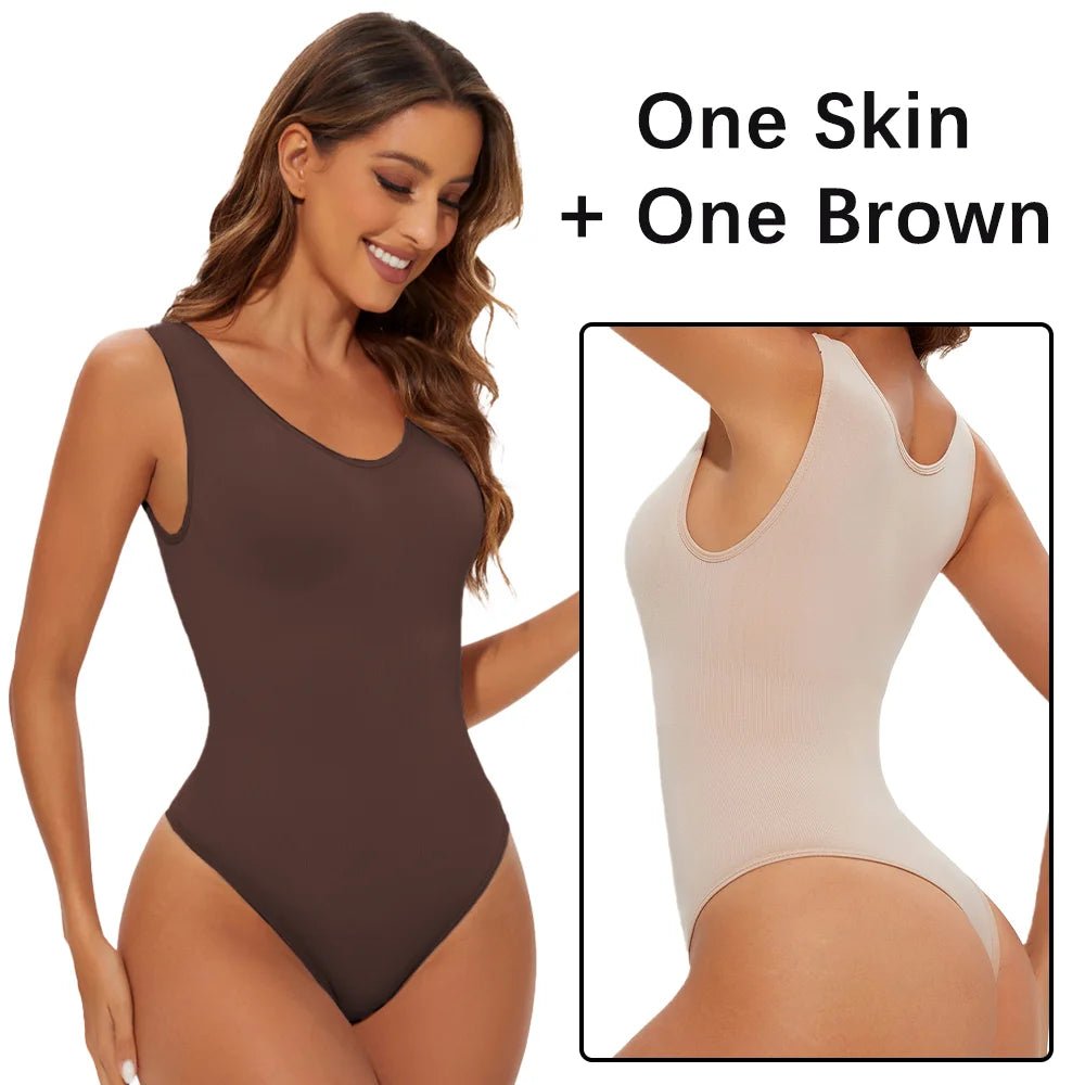 Seamless Shape‑Enhancing Bodysuit for ConfidenceBrown - SkinS - curvzz