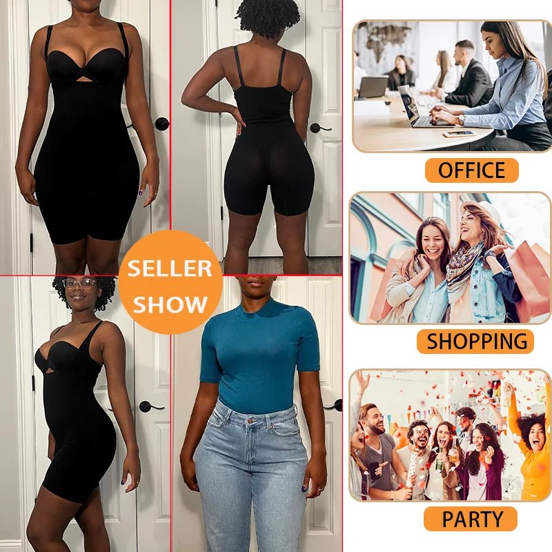 Sleek Silhouette Enhancing Seamless Shapewear BodysuitBlackS - curvzz